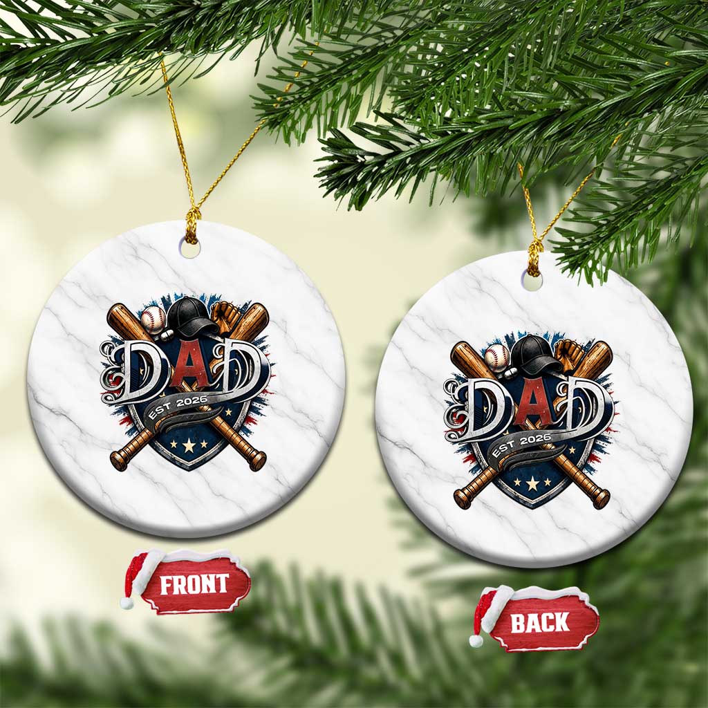 Baseball Dad Est 2026 Ceramic Ornament New Dad Father's Day Gift