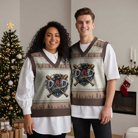 Baseball Dad Est 2026 V-Neck Knit Sweater Vest New Dad Father's Day Gift