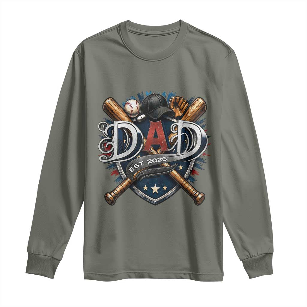Baseball Dad Est 2026 Long Sleeve Shirt New Dad Father's Day Gift