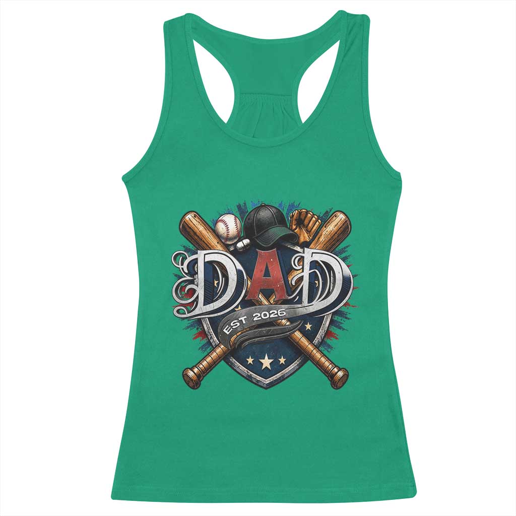 Baseball Dad Est 2026 Racerback Tank Top New Dad Father's Day Gift