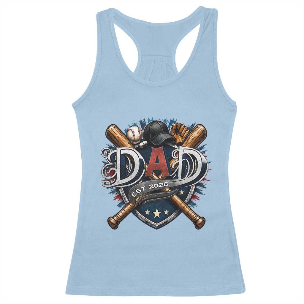 Baseball Dad Est 2026 Racerback Tank Top New Dad Father's Day Gift