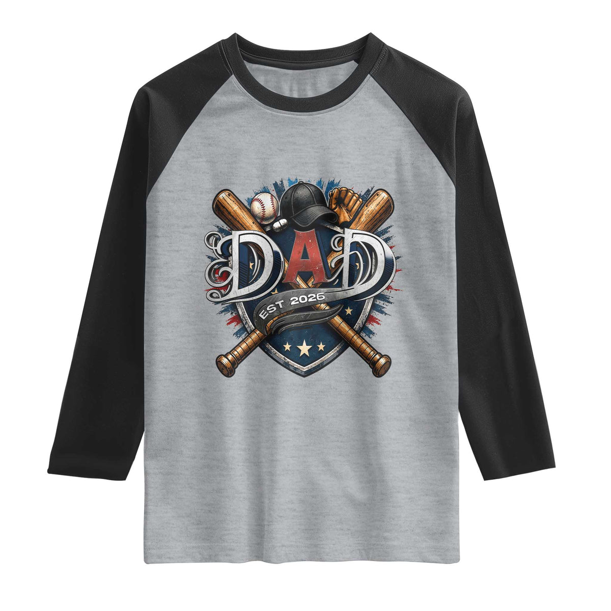 Baseball Dad Est 2026 Raglan Shirt New Dad Father's Day Gift