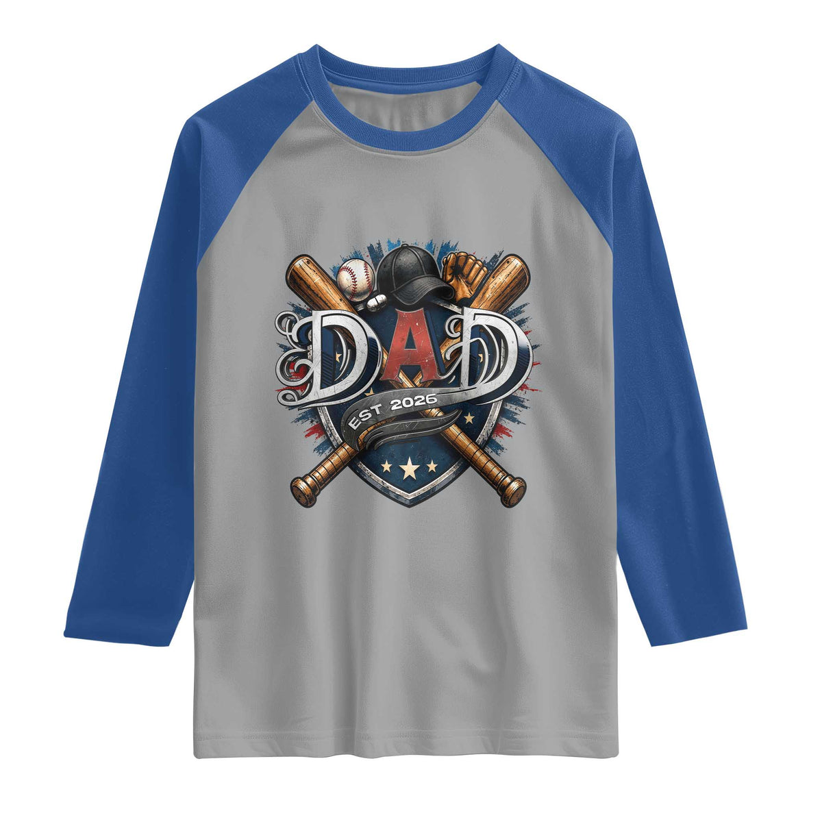 Baseball Dad Est 2026 Raglan Shirt New Dad Father's Day Gift