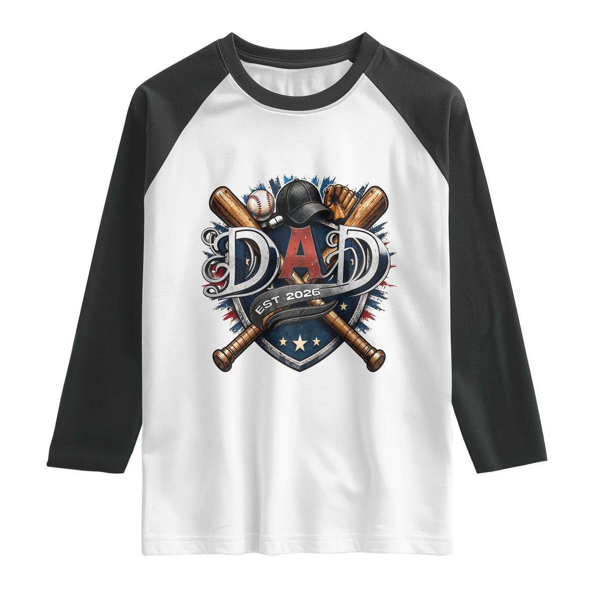Baseball Dad Est 2026 Raglan Shirt New Dad Father's Day Gift