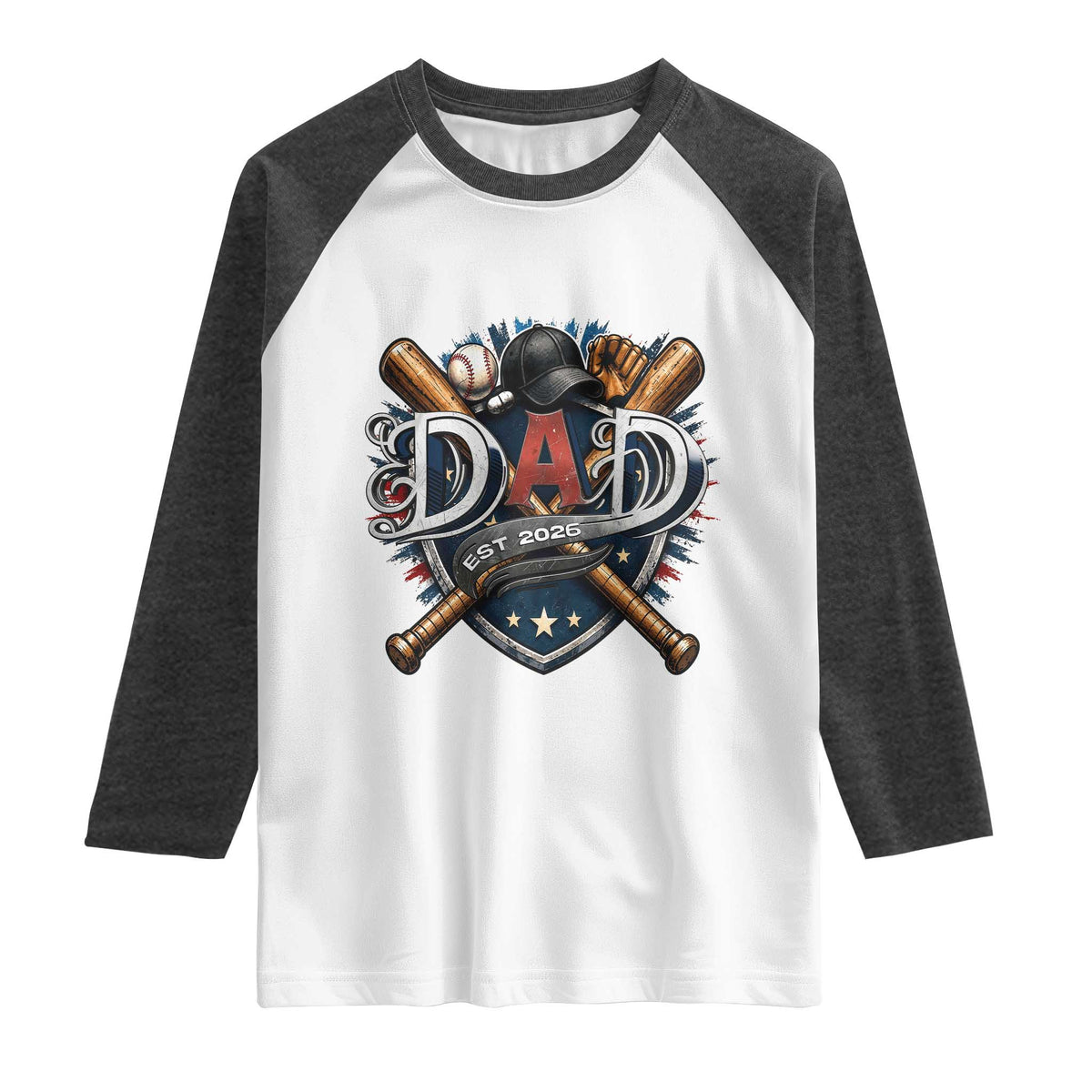 Baseball Dad Est 2026 Raglan Shirt New Dad Father's Day Gift