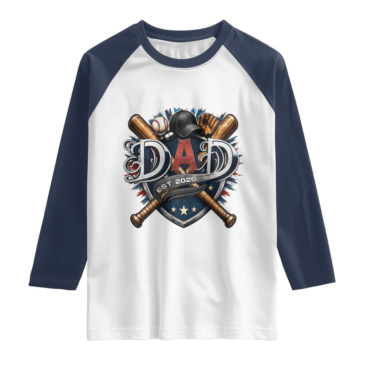 Baseball Dad Est 2026 Raglan Shirt New Dad Father's Day Gift