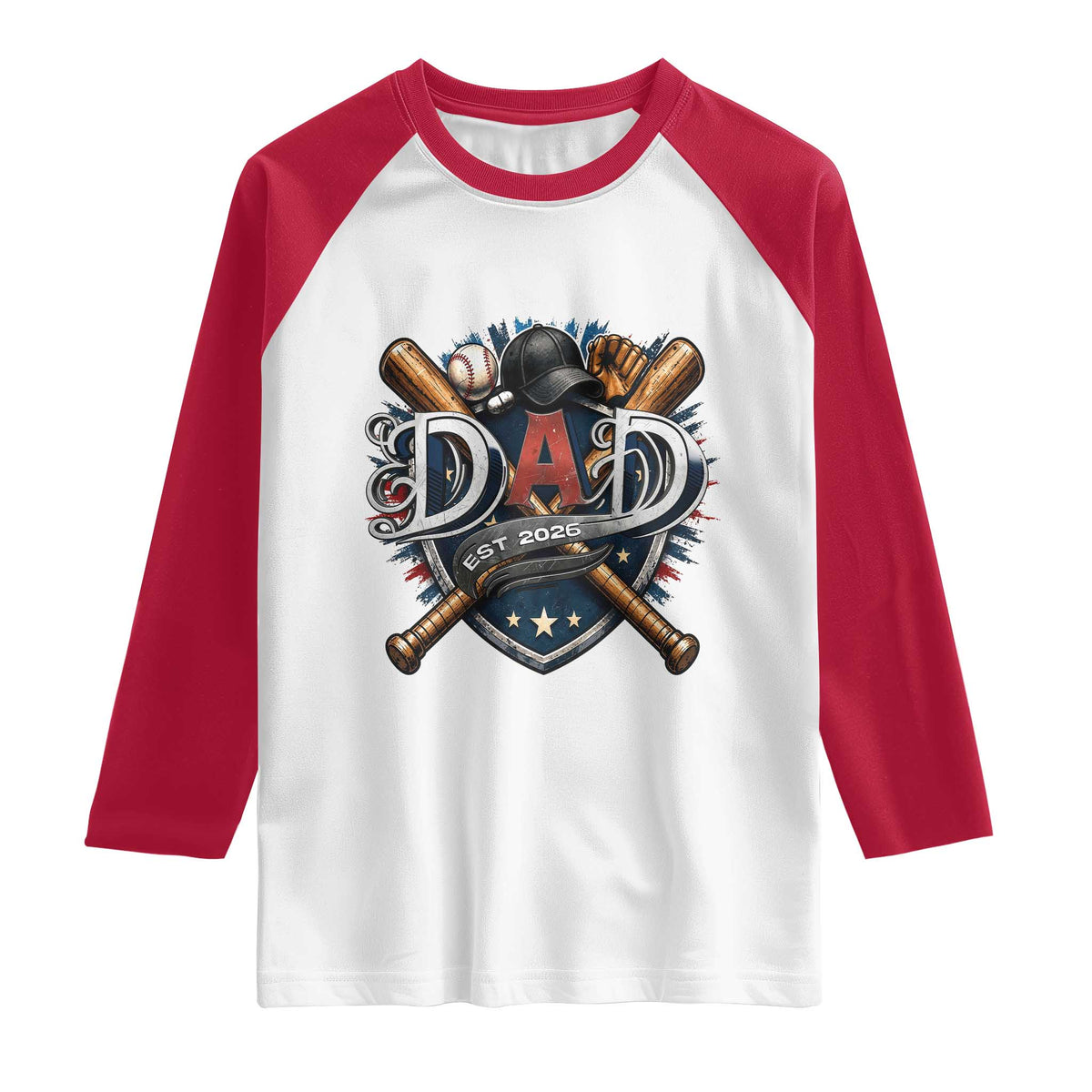 Baseball Dad Est 2026 Raglan Shirt New Dad Father's Day Gift