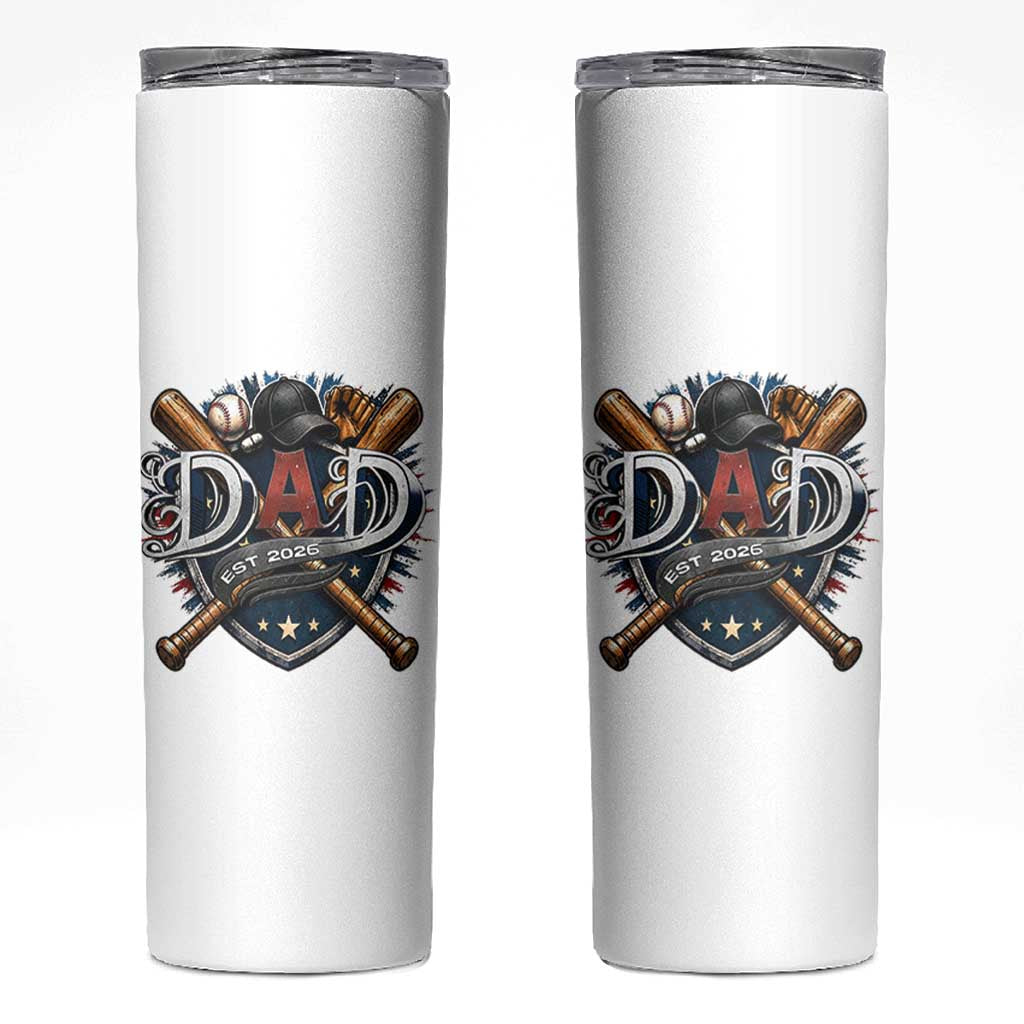 Baseball Dad Est 2026 Skinny Tumbler New Dad Father's Day Gift