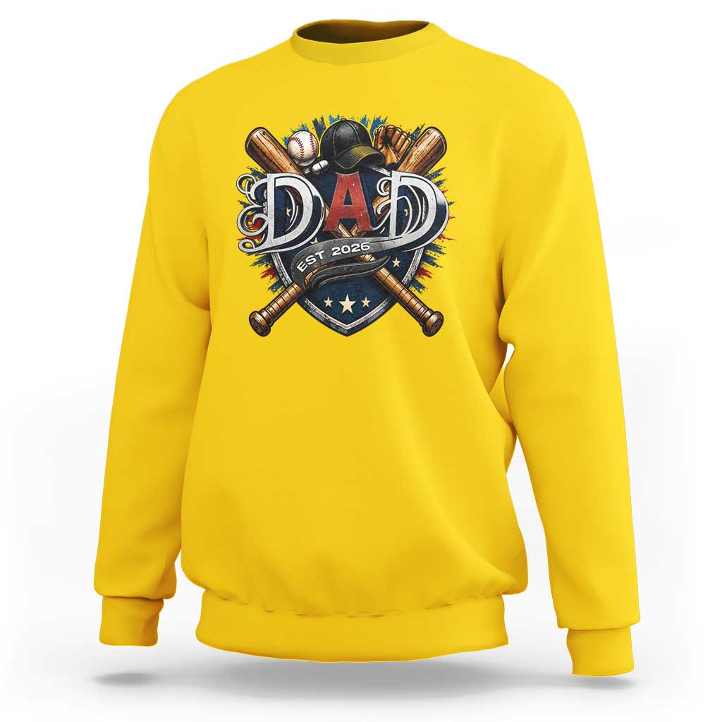 Baseball Dad Est 2026 Sweatshirt New Dad Father's Day Gift