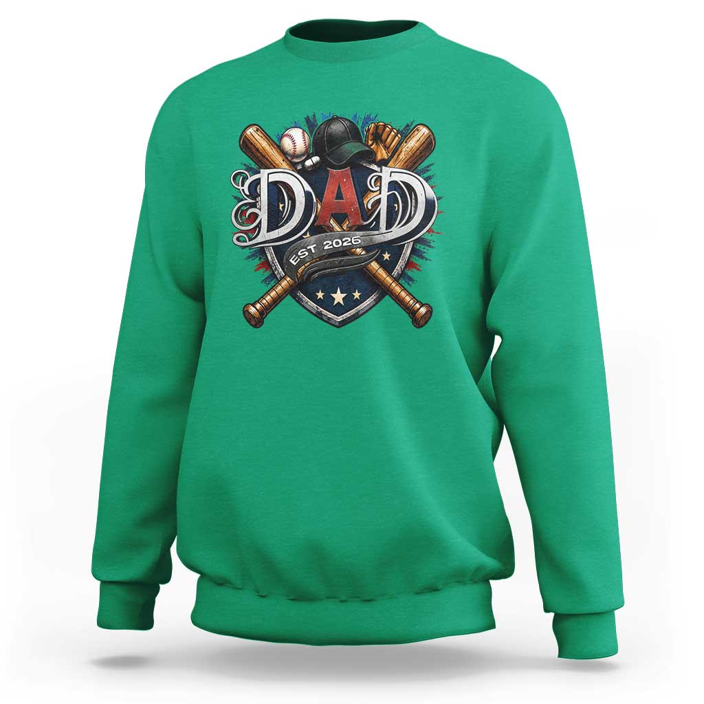 Baseball Dad Est 2026 Sweatshirt New Dad Father's Day Gift