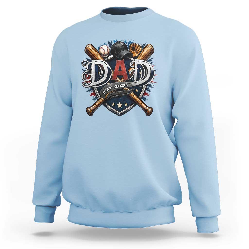 Baseball Dad Est 2026 Sweatshirt New Dad Father's Day Gift