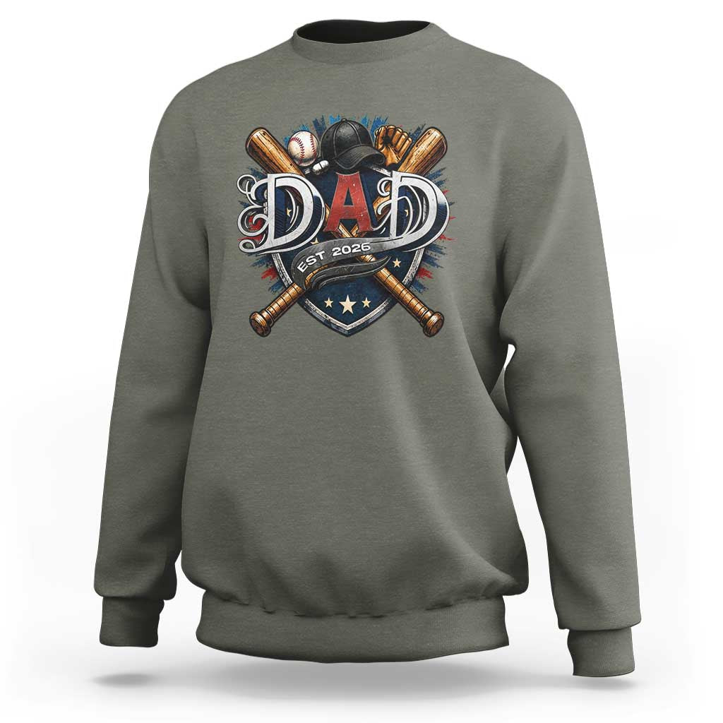 Baseball Dad Est 2026 Sweatshirt New Dad Father's Day Gift