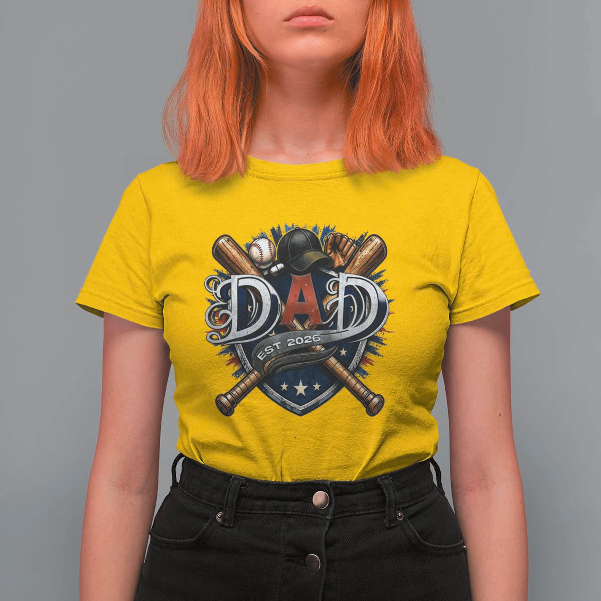 Baseball Dad Est 2026 T Shirt For Women New Dad Father's Day Gift