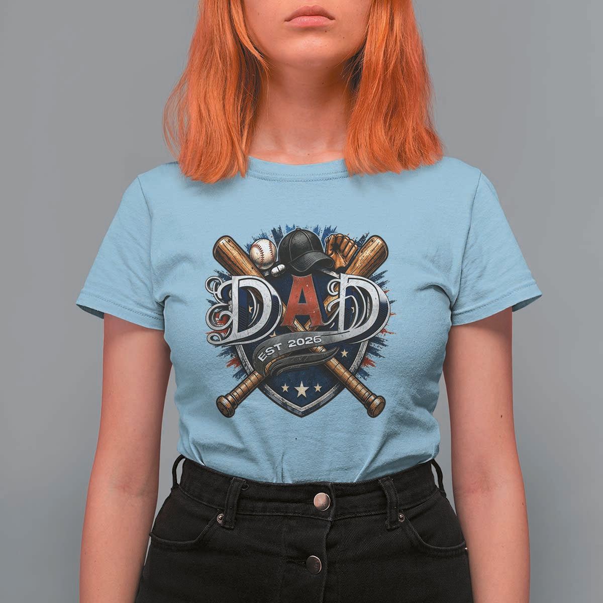 Baseball Dad Est 2026 T Shirt For Women New Dad Father's Day Gift