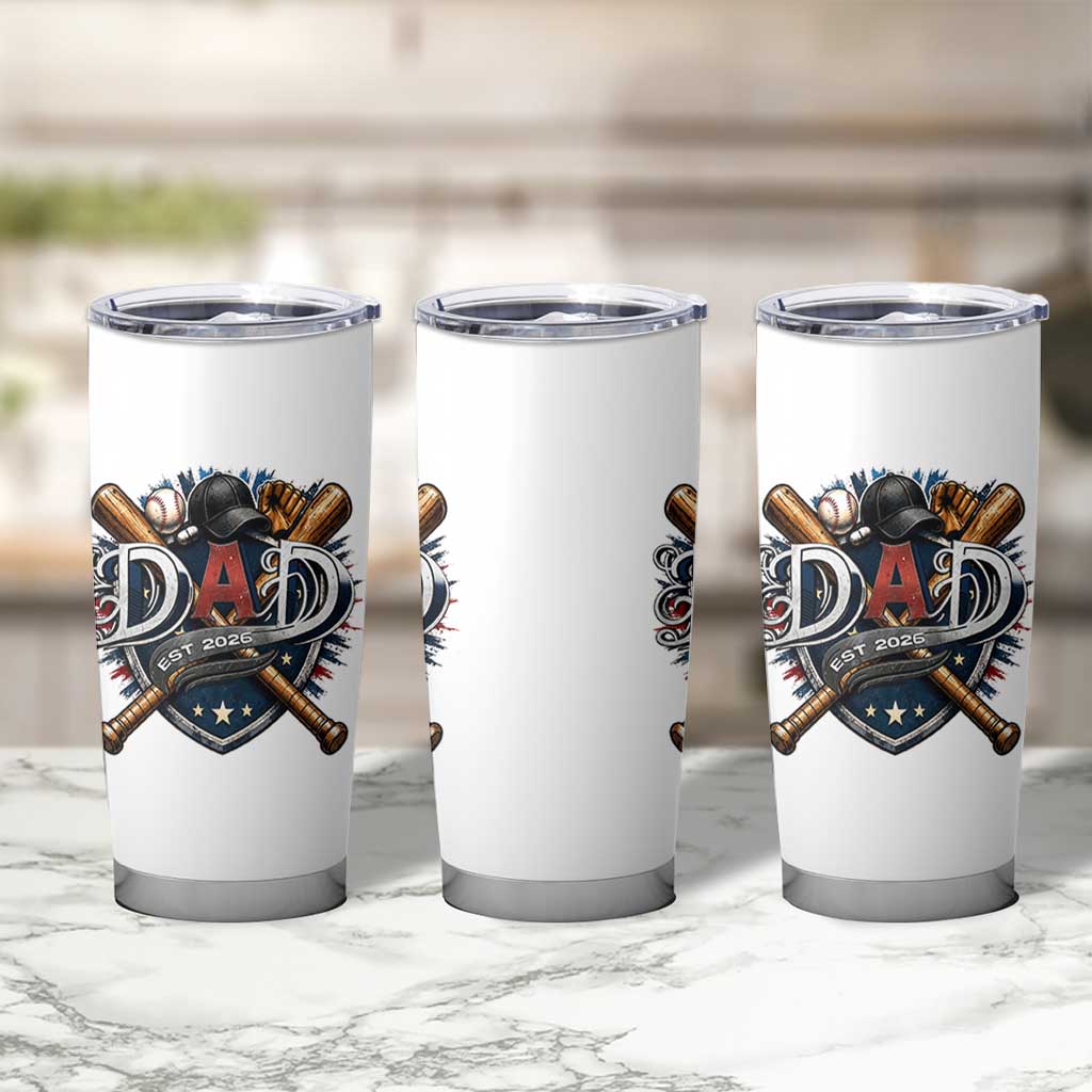 Baseball Dad Est 2026 Tumbler Cup New Dad Father's Day Gift