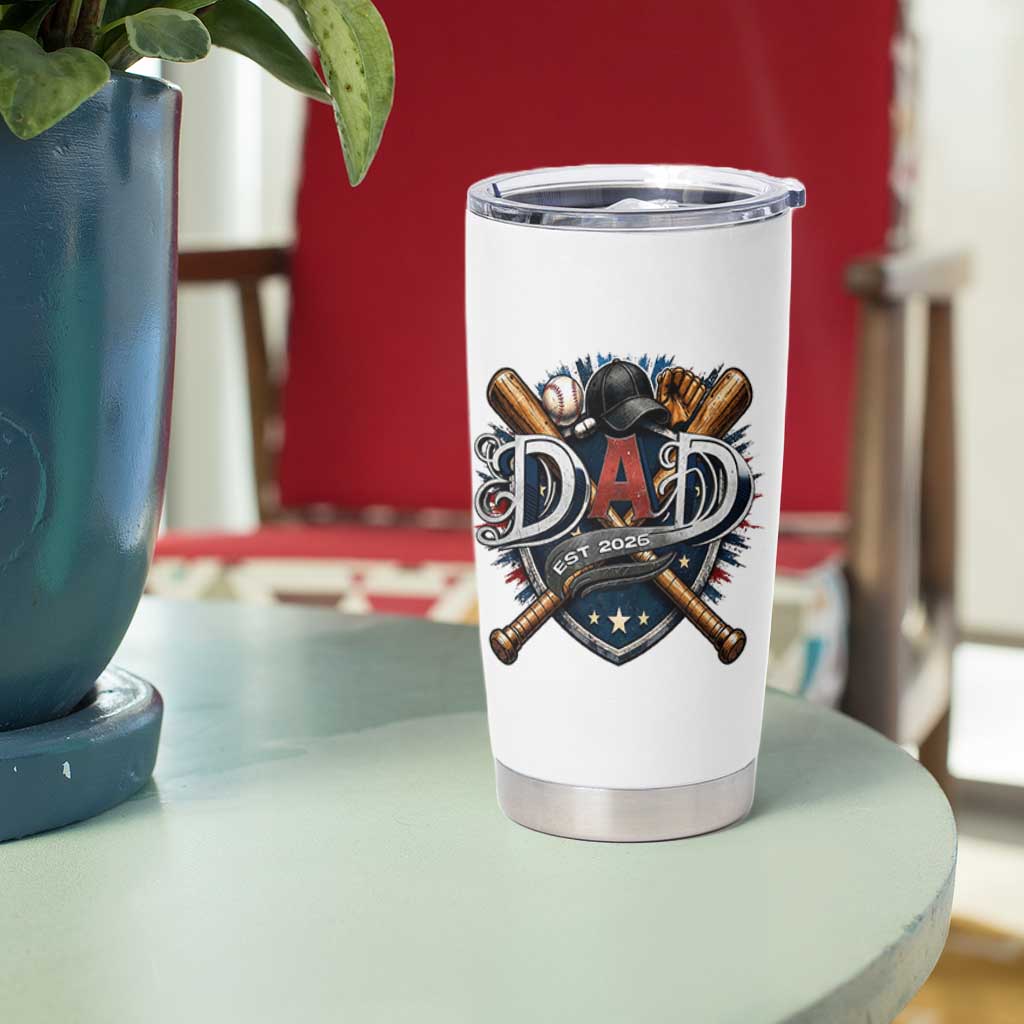 Baseball Dad Est 2026 Tumbler Cup New Dad Father's Day Gift