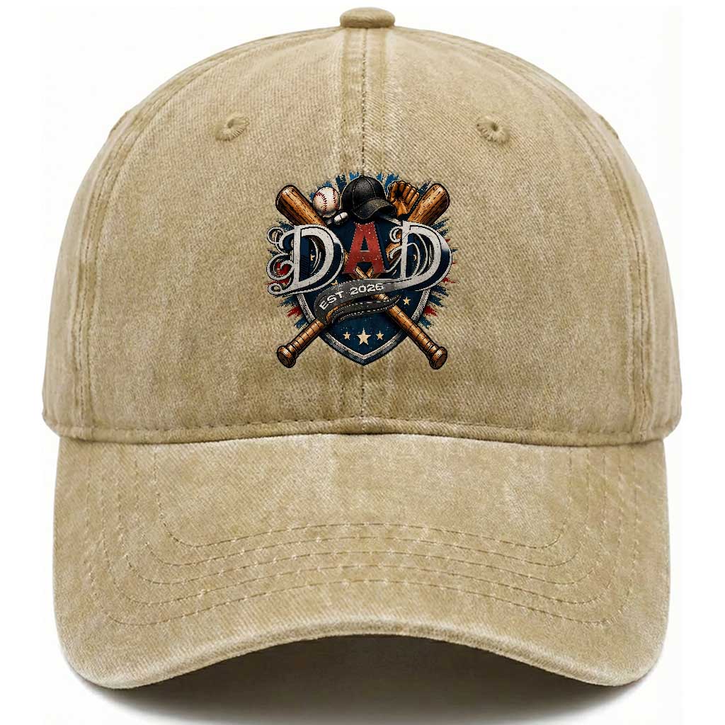 Baseball Dad Est 2026 Washed Cotton Baseball Cap New Dad Father's Day Gift