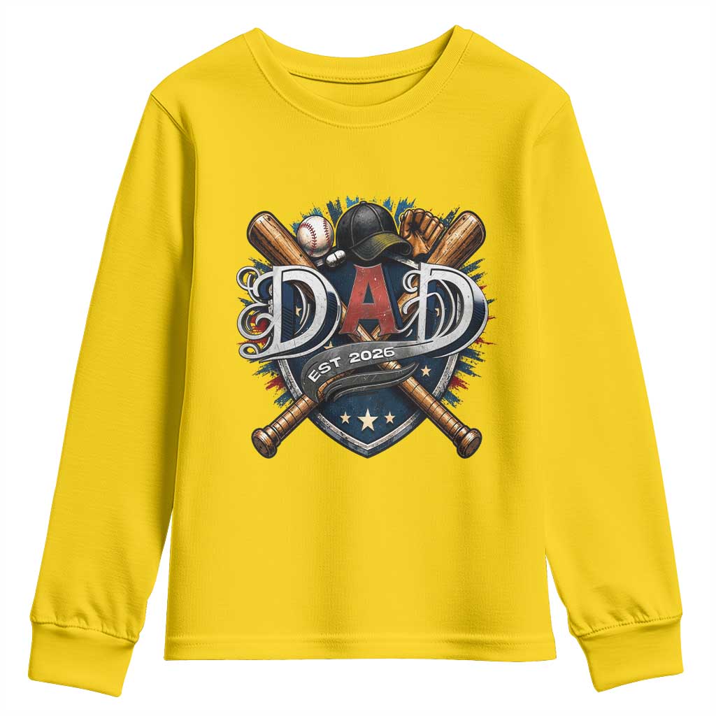 Baseball Dad Est 2026 Youth Sweatshirt New Dad Father's Day Gift