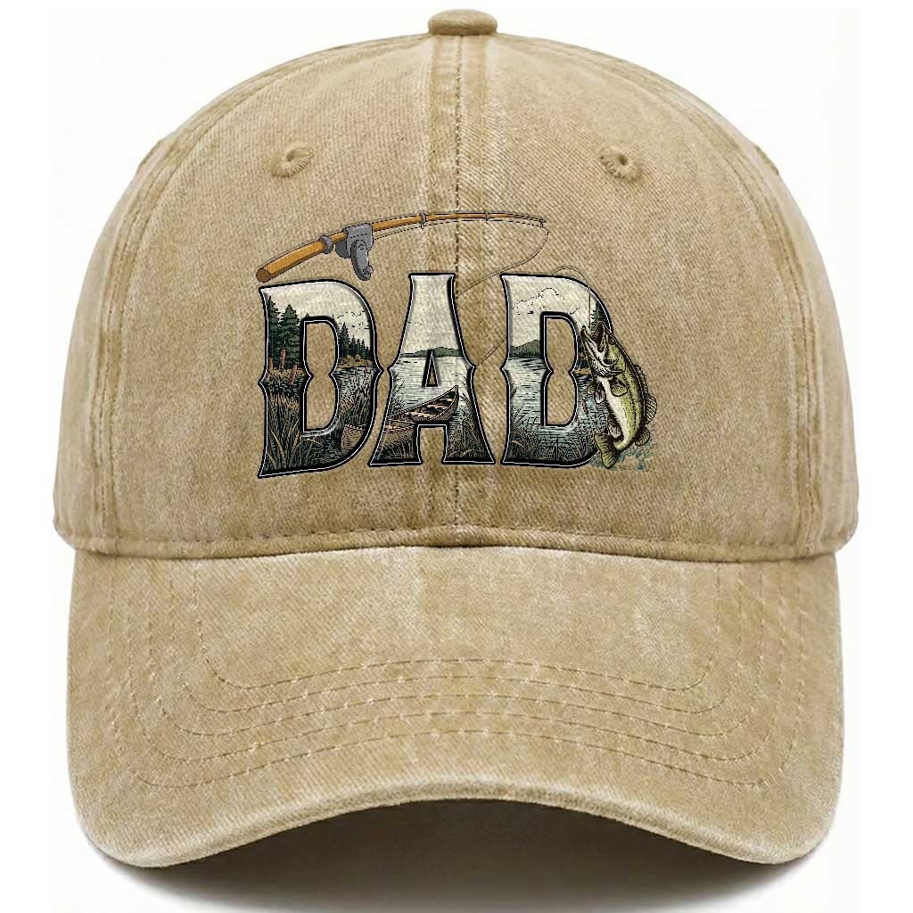 Fishing Dad Washed Cotton Baseball Cap Funny Angler Fathers Day Gift