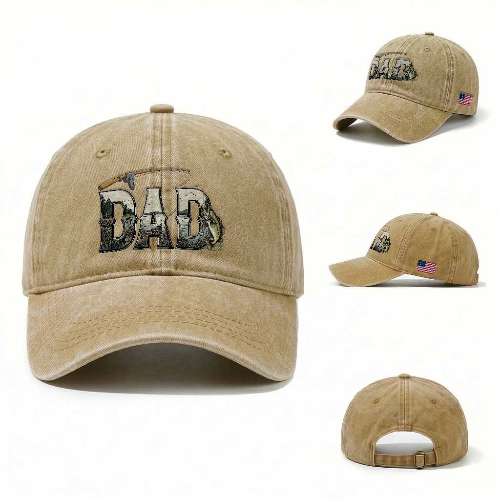 Fishing Dad Washed Cotton Baseball Cap Funny Angler Fathers Day Gift
