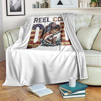 Patriotic Reel Cool Dad Throw Blanket American Flag Fishing Fathers Day Gift