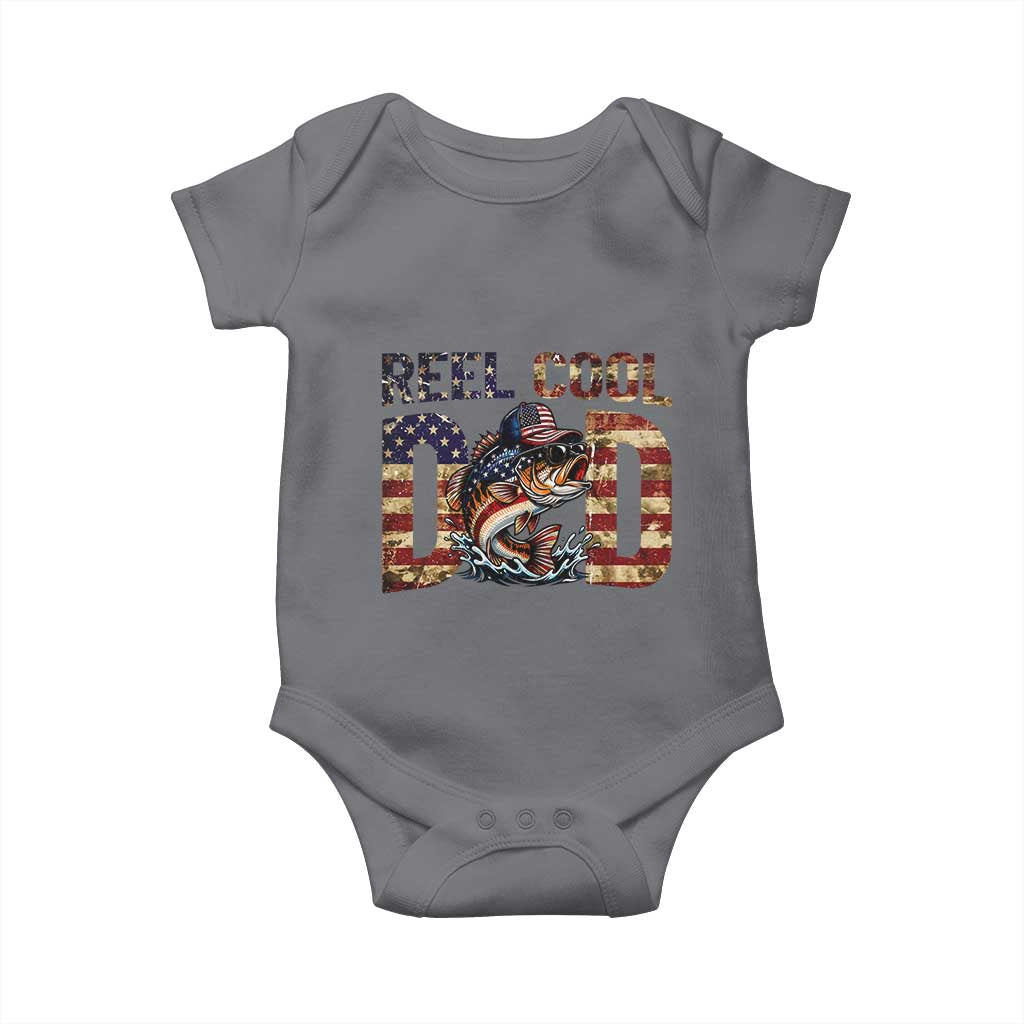 Patriotic Reel Cool Dad Baby Onesie American Flag Fishing Fathers Day Gift