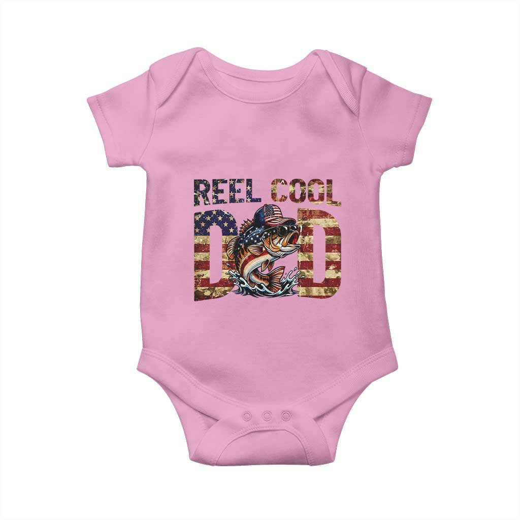 Patriotic Reel Cool Dad Baby Onesie American Flag Fishing Fathers Day Gift