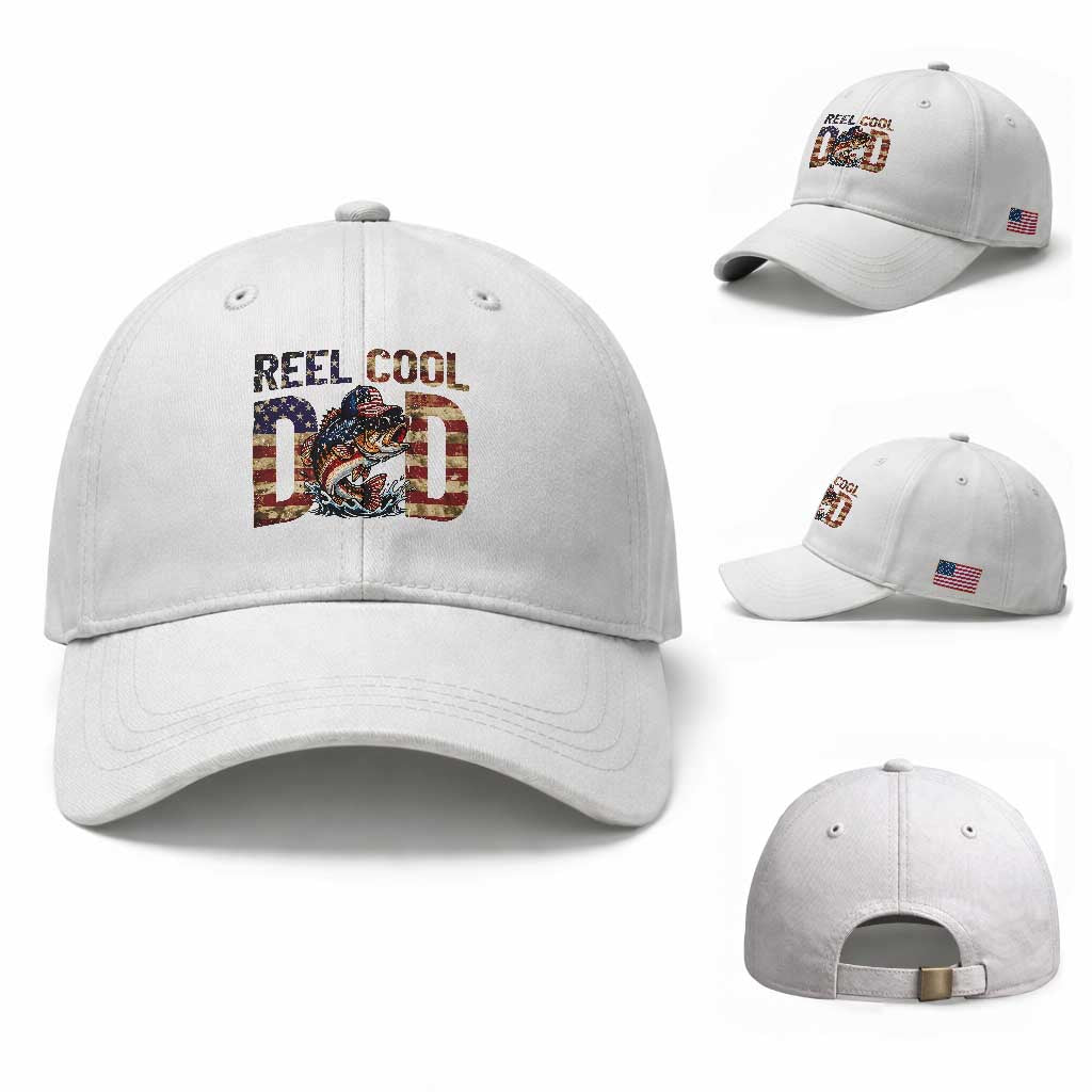 Patriotic Reel Cool Dad Baseball Cap American Flag Fishing Fathers Day Gift