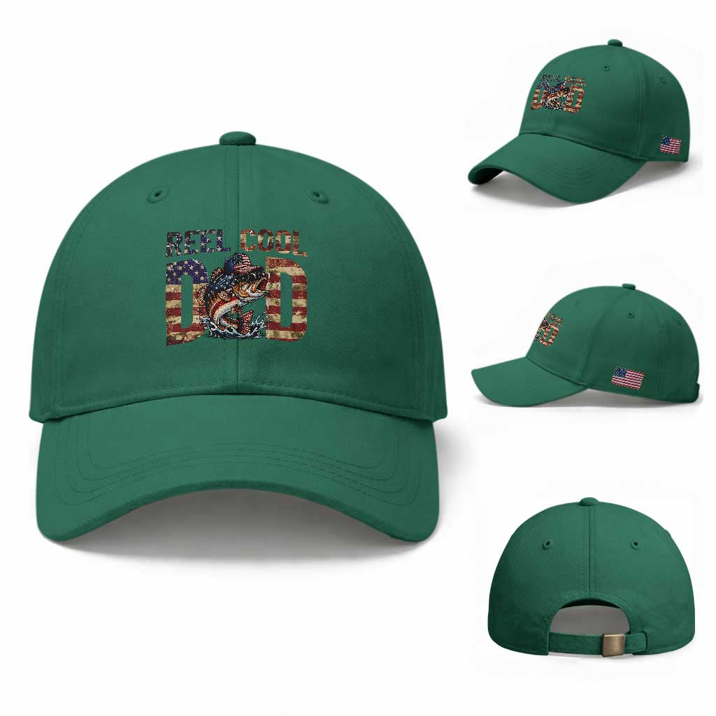 Patriotic Reel Cool Dad Baseball Cap American Flag Fishing Fathers Day Gift