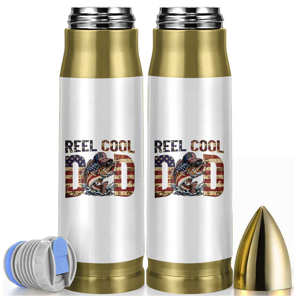Patriotic Reel Cool Dad Bullet Tumbler American Flag Fishing Fathers Day Gift