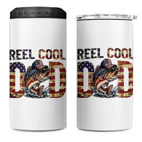 Patriotic Reel Cool Dad 4 in 1 Can Cooler Tumbler American Flag Fishing Fathers Day Gift