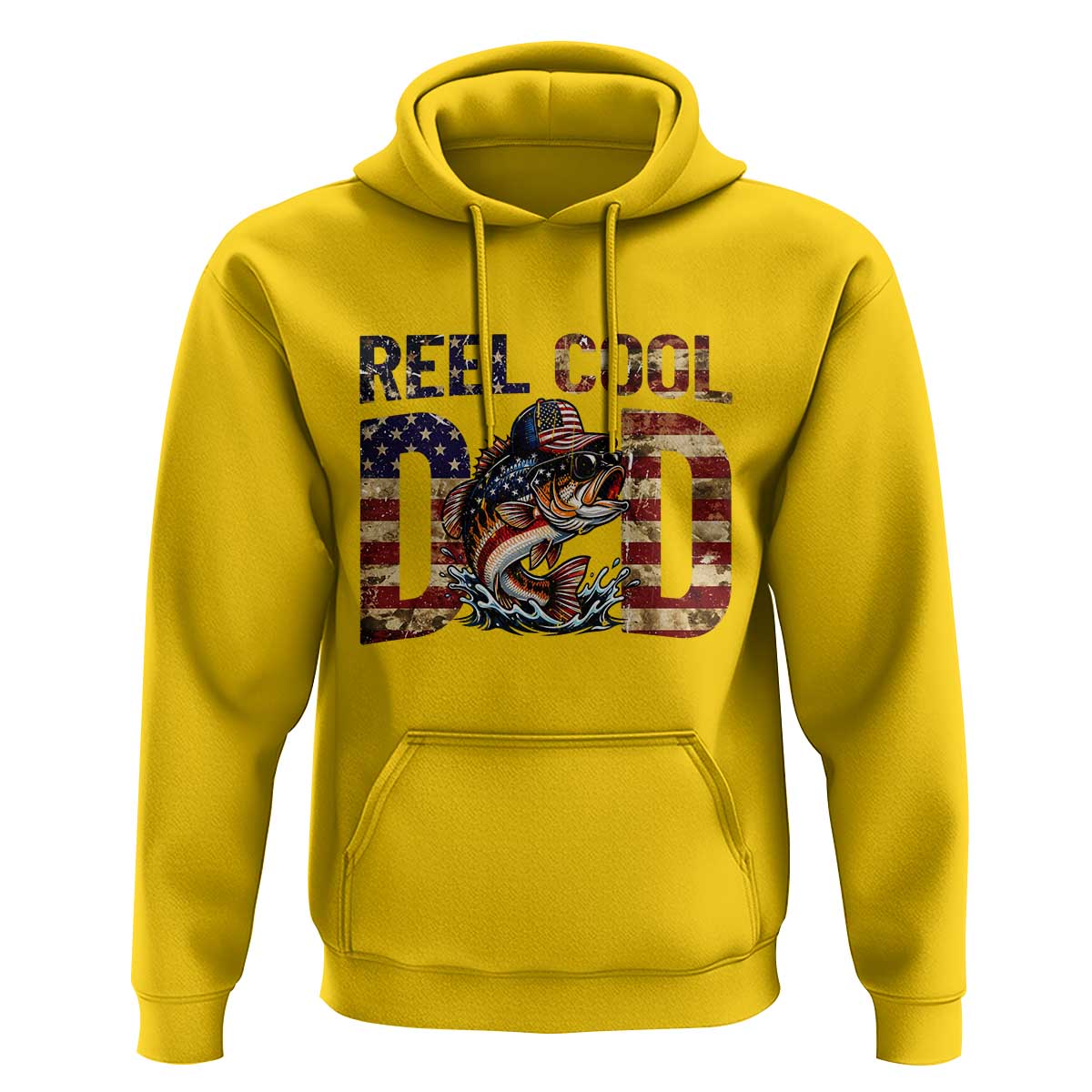 Patriotic Reel Cool Dad Hoodie American Flag Fishing Fathers Day Gift
