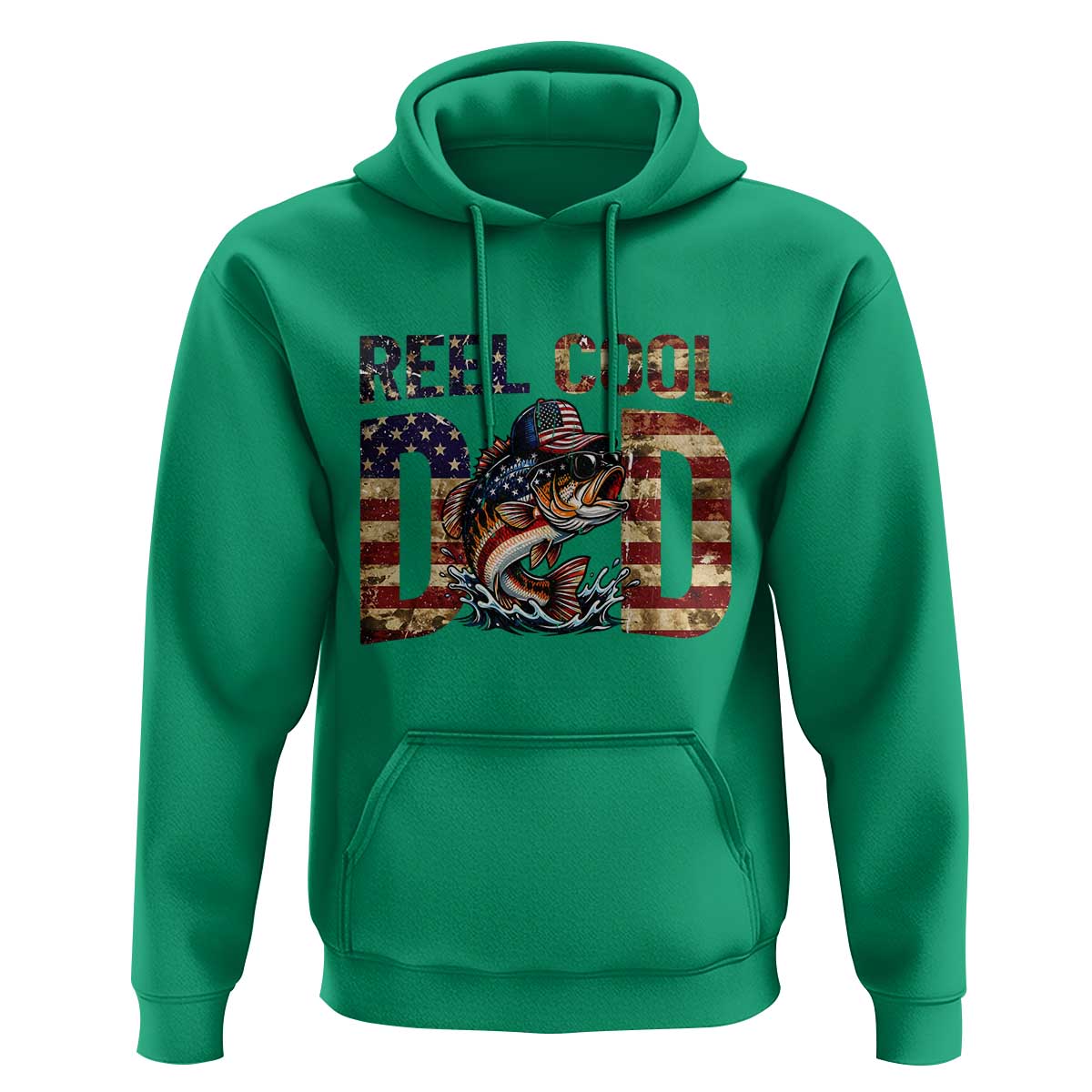 Patriotic Reel Cool Dad Hoodie American Flag Fishing Fathers Day Gift