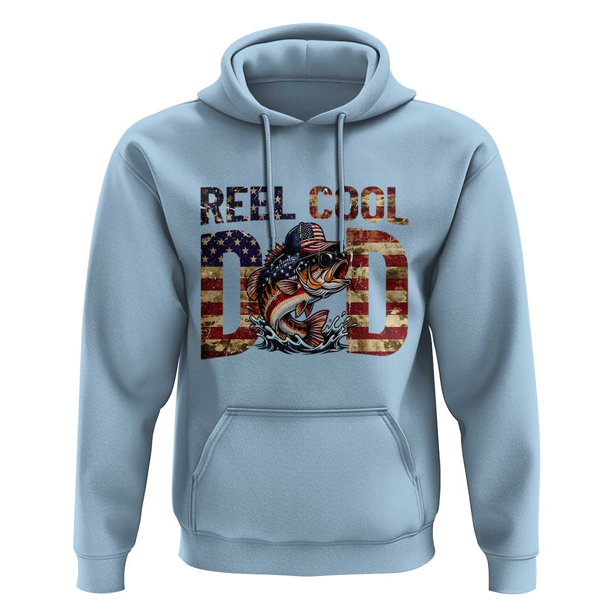 Patriotic Reel Cool Dad Hoodie American Flag Fishing Fathers Day Gift