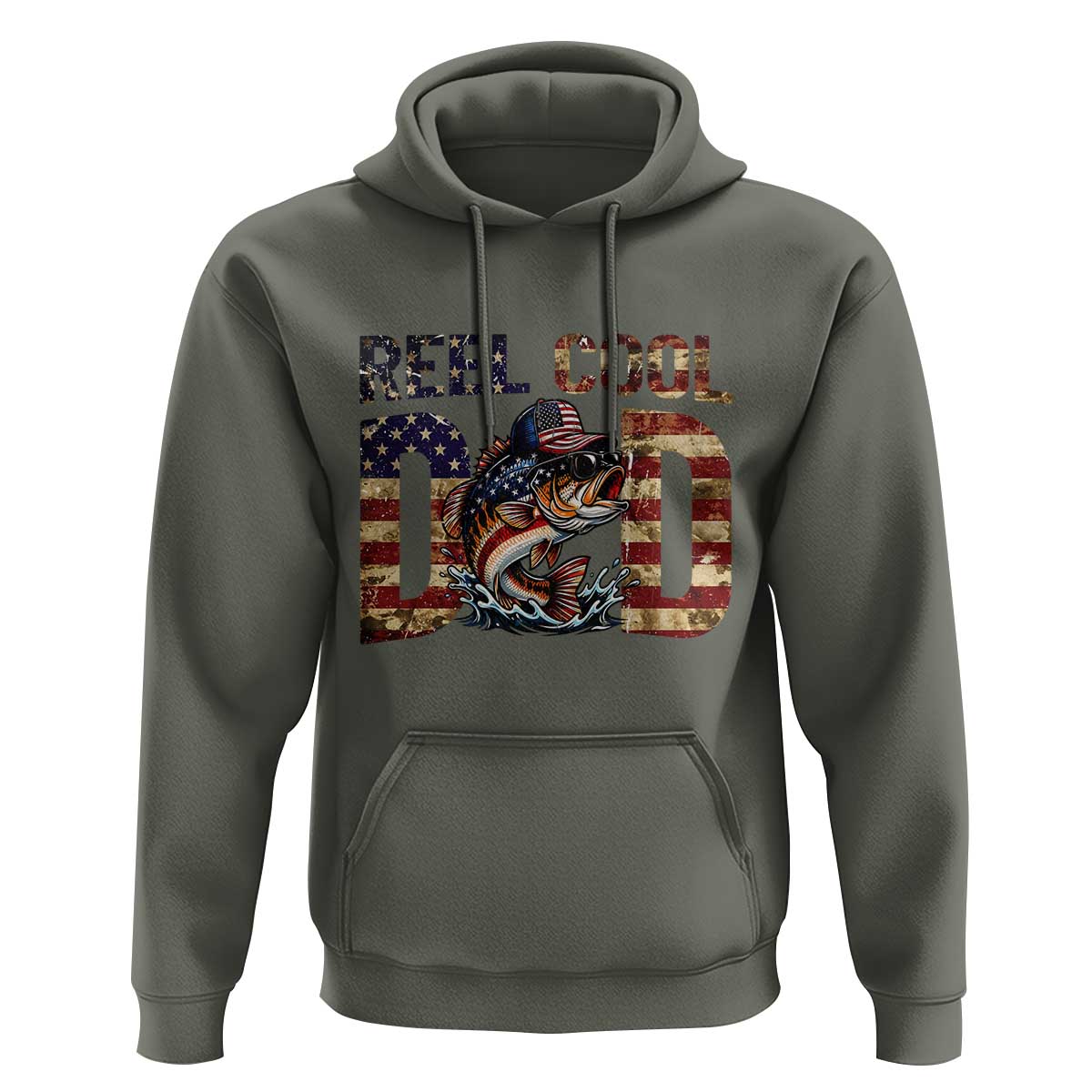 Patriotic Reel Cool Dad Hoodie American Flag Fishing Fathers Day Gift