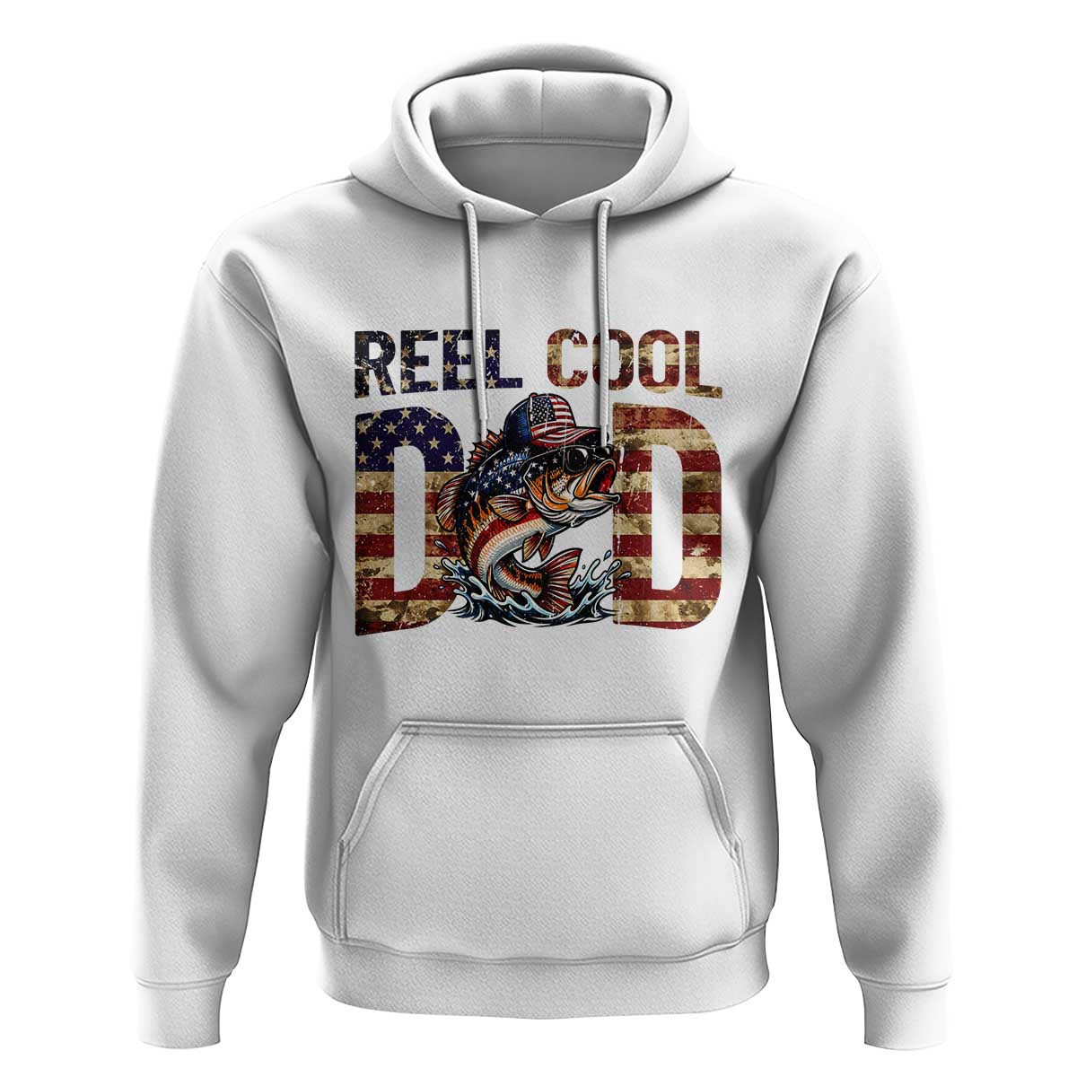 Patriotic Reel Cool Dad Hoodie American Flag Fishing Fathers Day Gift