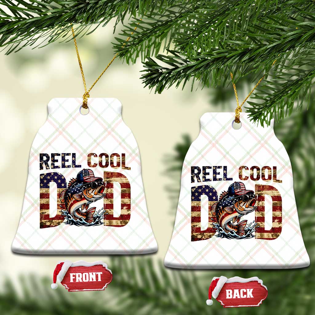 Patriotic Reel Cool Dad Ceramic Ornament American Flag Fishing Fathers Day Gift