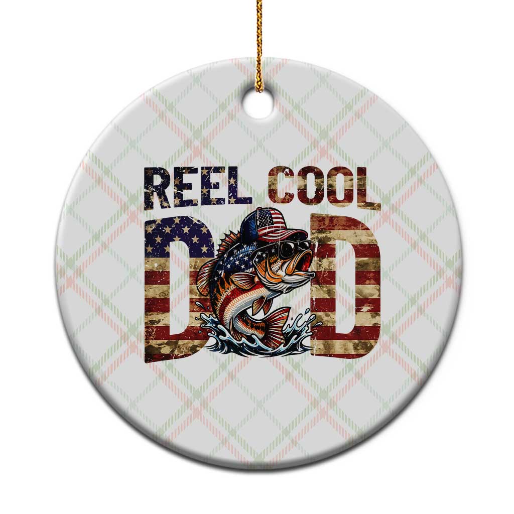 Patriotic Reel Cool Dad Ceramic Ornament American Flag Fishing Fathers Day Gift