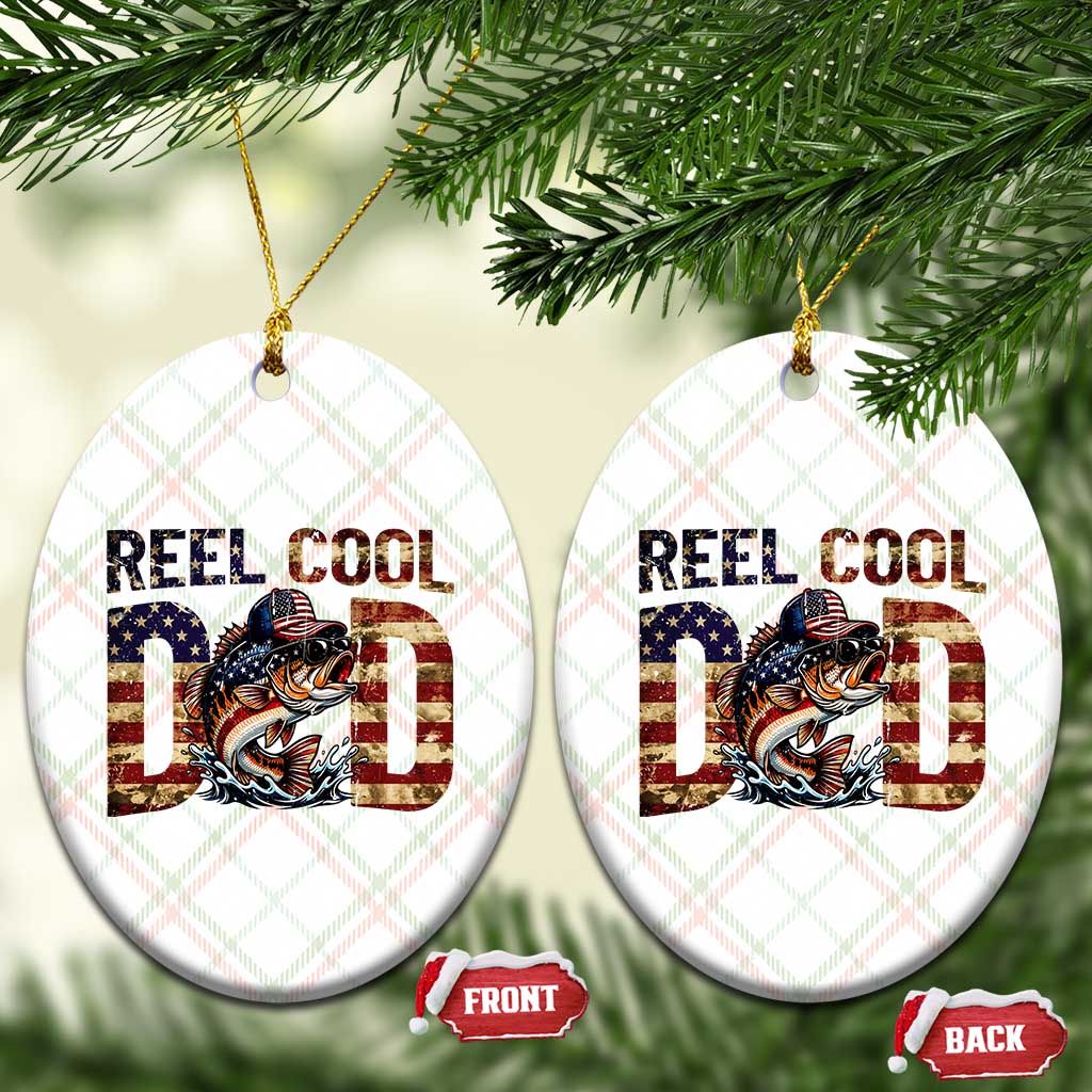 Patriotic Reel Cool Dad Ceramic Ornament American Flag Fishing Fathers Day Gift