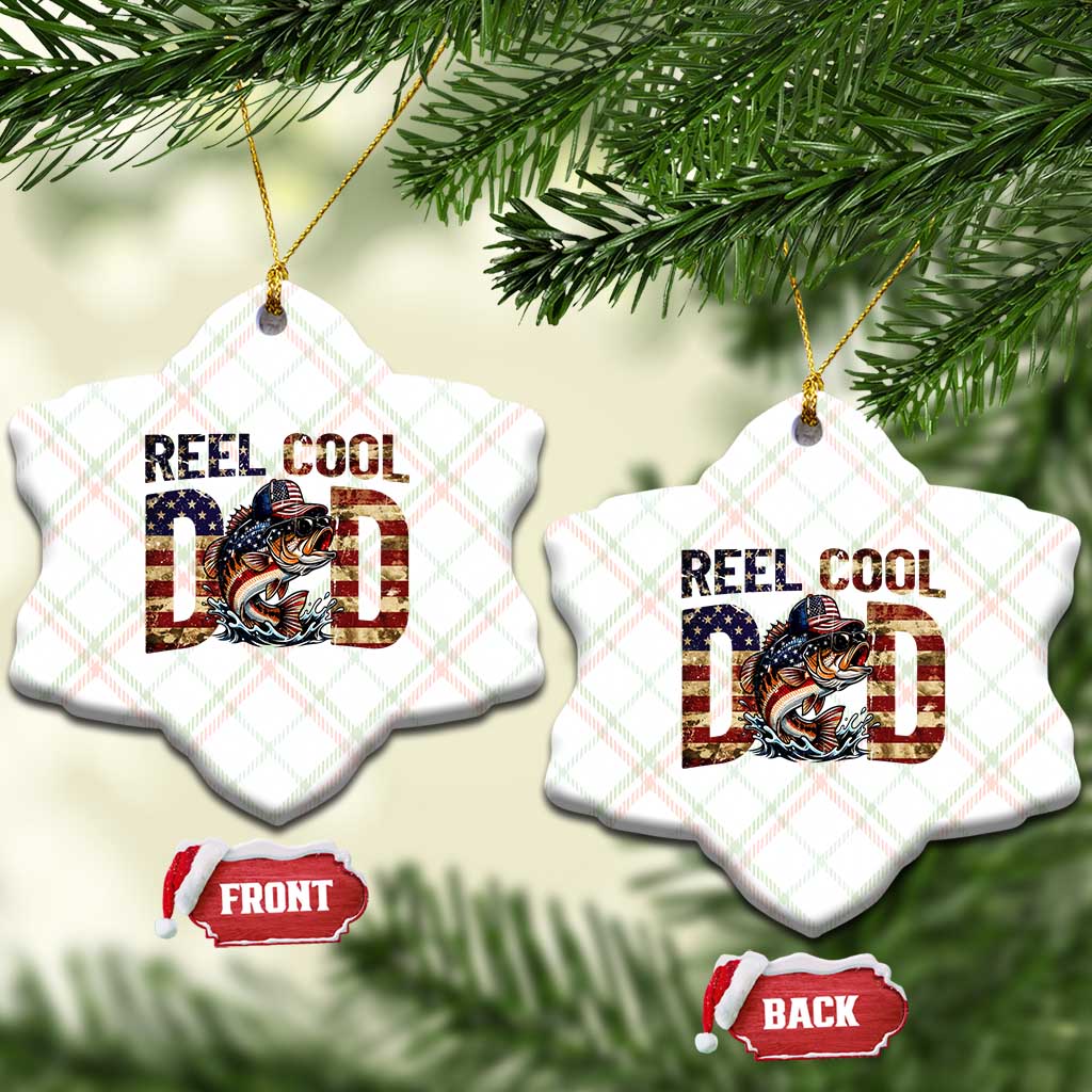 Patriotic Reel Cool Dad Ceramic Ornament American Flag Fishing Fathers Day Gift
