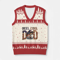 Patriotic Reel Cool Dad V-Neck Knit Sweater Vest American Flag Fishing Fathers Day Gift