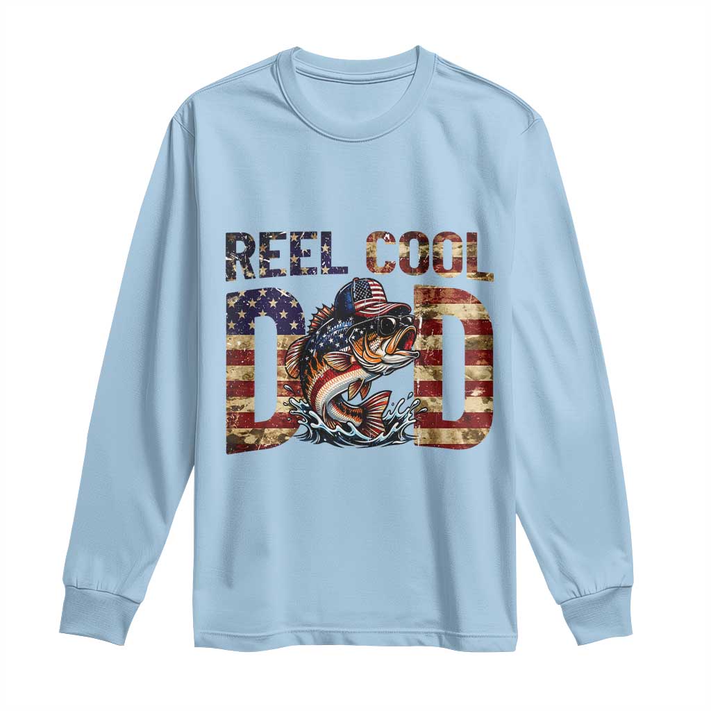 Patriotic Reel Cool Dad Long Sleeve Shirt American Flag Fishing Fathers Day Gift