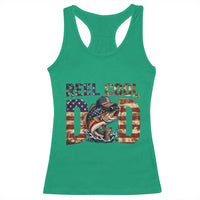 Patriotic Reel Cool Dad Racerback Tank Top American Flag Fishing Fathers Day Gift