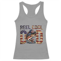 Patriotic Reel Cool Dad Racerback Tank Top American Flag Fishing Fathers Day Gift