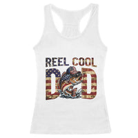 Patriotic Reel Cool Dad Racerback Tank Top American Flag Fishing Fathers Day Gift