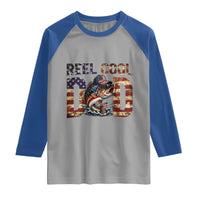 Patriotic Reel Cool Dad Raglan Shirt American Flag Fishing Fathers Day Gift