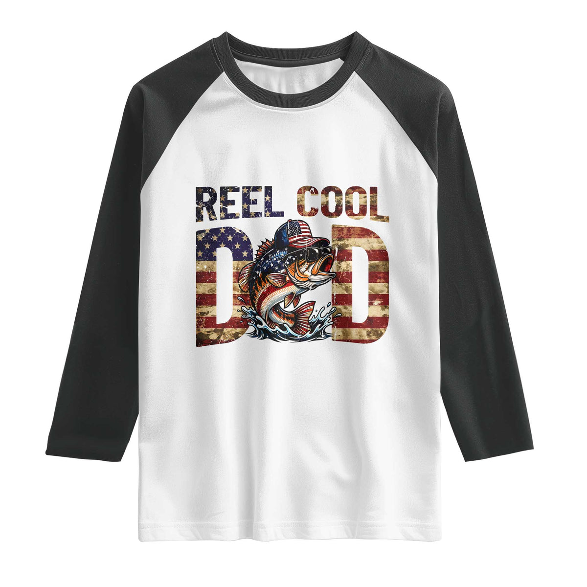 Patriotic Reel Cool Dad Raglan Shirt American Flag Fishing Fathers Day Gift