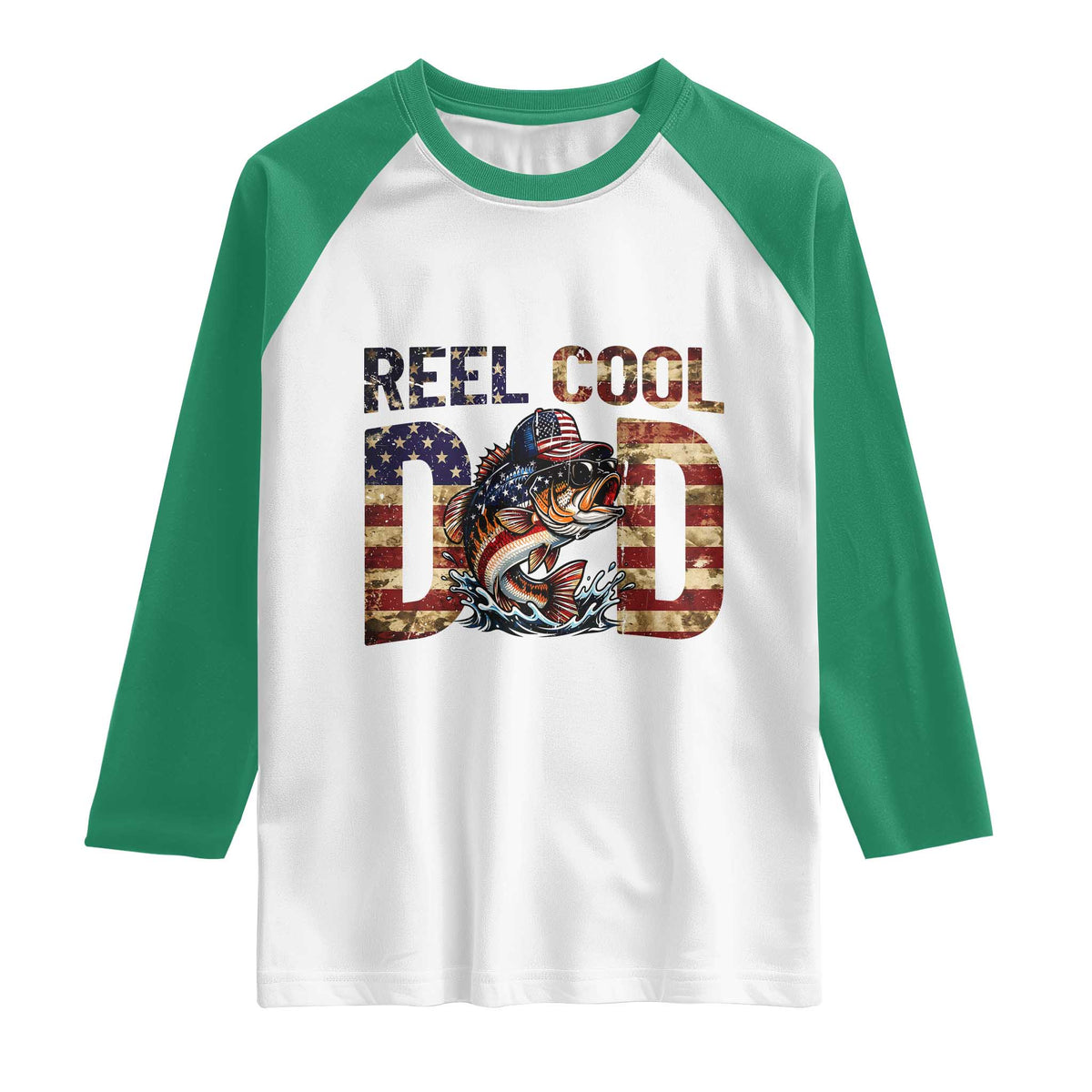 Patriotic Reel Cool Dad Raglan Shirt American Flag Fishing Fathers Day Gift