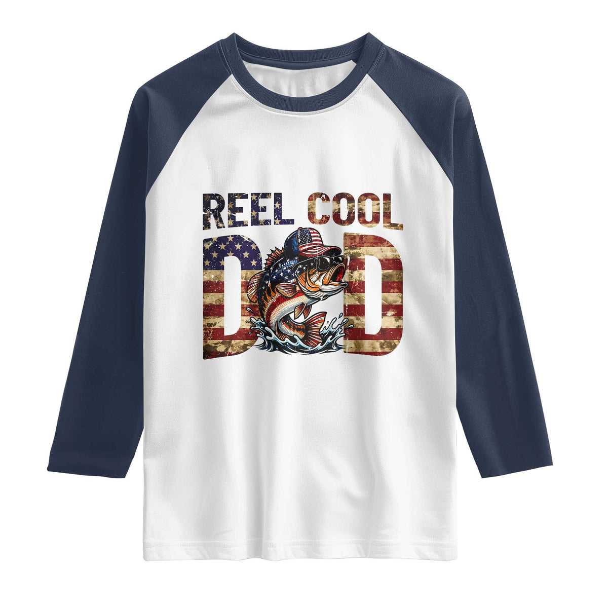 Patriotic Reel Cool Dad Raglan Shirt American Flag Fishing Fathers Day Gift