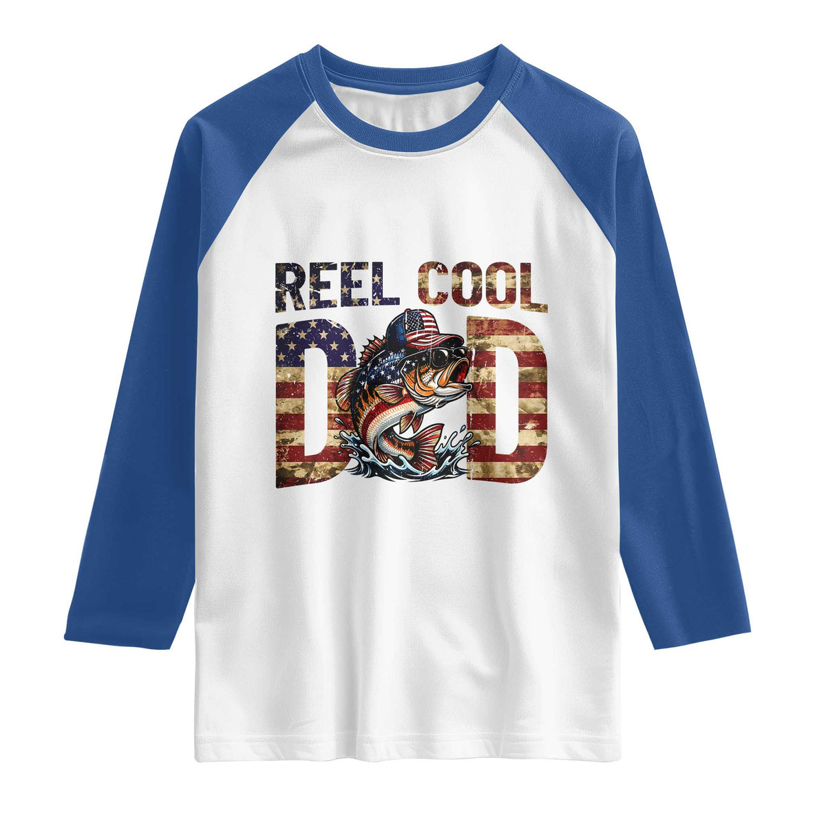 Patriotic Reel Cool Dad Raglan Shirt American Flag Fishing Fathers Day Gift